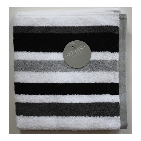 neef toelage Agressief Handdoek Elias grijs/zwart/wit gestreept 60x110cm| Badhanddoeken